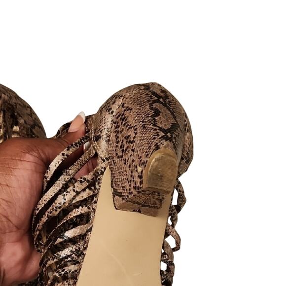 Rampage Stylish Wedge Shoes Women's 11 Tan and Black Snakeskin NWOT - Picture 2 of 4